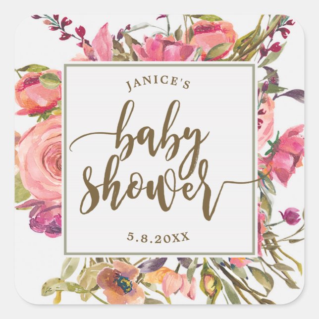 wildflower floral baby shower sticker favors (Front)