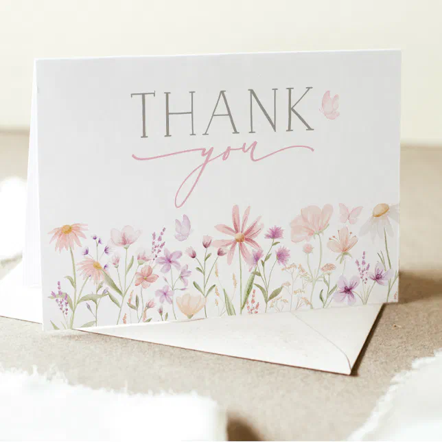 Wildflower Floral Baby Shower Thank You Card | Zazzle