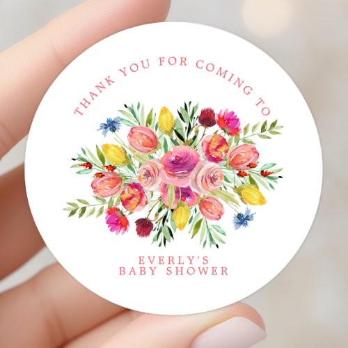 Wildflower Floral Baby Shower Thank You Classic Round Sticker