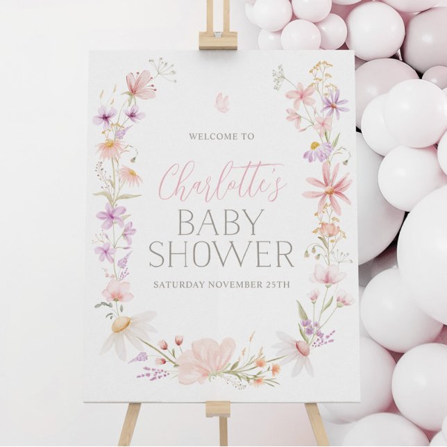 Wildflower Floral Baby Shower Welcome Foam Sign (Wildflower Baby Shower | Matching items available. )