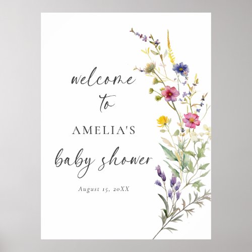 Wildflower Floral Baby Shower Welcome Poster