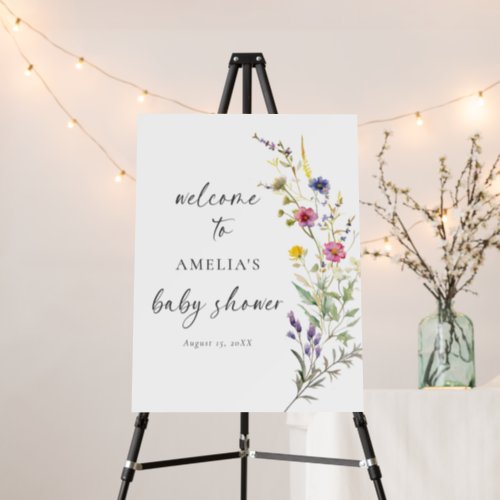 Wildflower Floral Baby Shower Welcome Sign