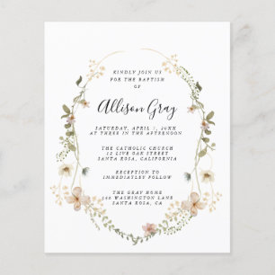 Wildflower Floral Baptism Budget Flyer