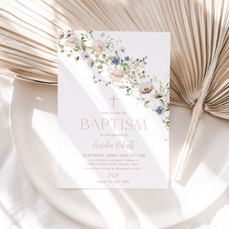 Wildflower Floral Baptism Invitation
