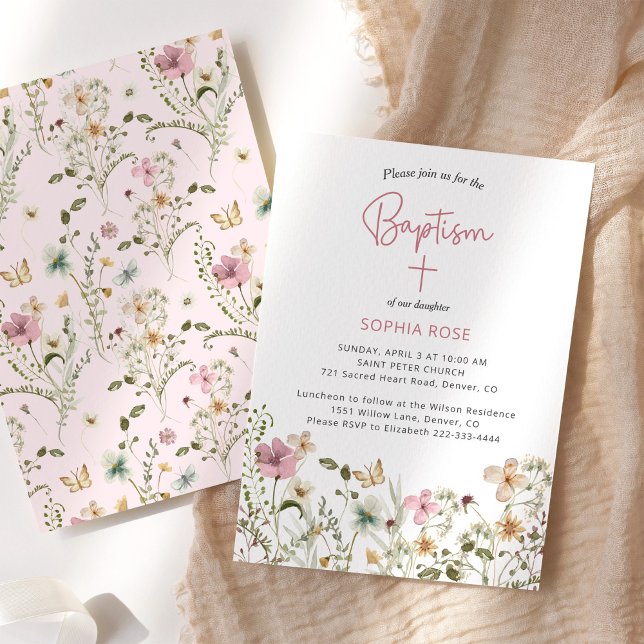 Wildflower Floral Baptism Invitation (Creator Uploaded)