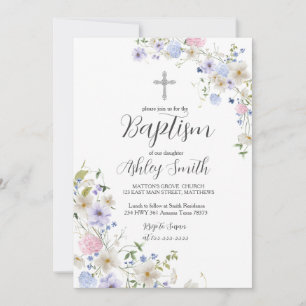 Wildflower Floral BAPTISM Invitation