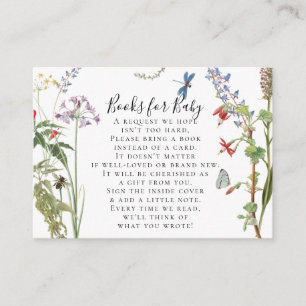 Wildflower Floral Bee Watercolor Books Baby Shower Enclosure Card