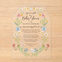 Wildflower Floral Bees Watercolor Baby Girl Shower Acrylic Invitations
