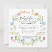 Wildflower Floral Bees Watercolor Baby Girl Shower Invitation (Front)