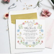 Wildflower Floral Bees Watercolor Tea Party Pastel Invitation