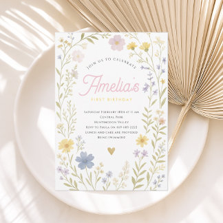 Wildflower Floral Birthday Invitation