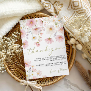 Wildflower Floral Birthday Thank You Card