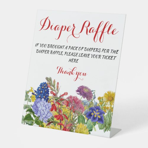 Wildflower Floral Bloom Diaper Raffle Game Place Pedestal Sign