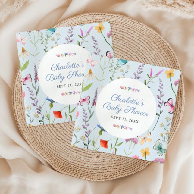 Wildflower Floral Blue Boy Baby Shower Napkins (Wildflower Floral Blue Boy Baby Shower Napkins)
