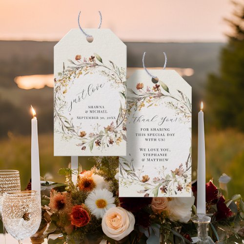 Wildflower Floral BOHO Autumn Fall Wreath Wedding Gift Tags