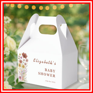 Wildflower Floral Boho Baby Shower Favor Boxes