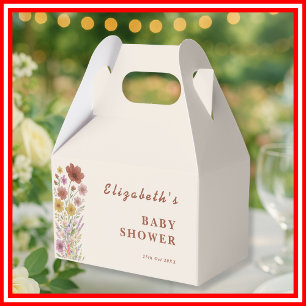 Wildflower Floral Boho Baby Shower Favor Boxes