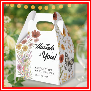 Wildflower Floral Boho Baby Shower Thank You Favor Boxes