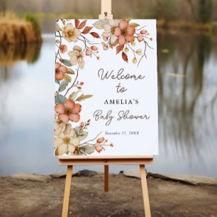 Wildflower Floral Boho Baby Shower Welcome Sign