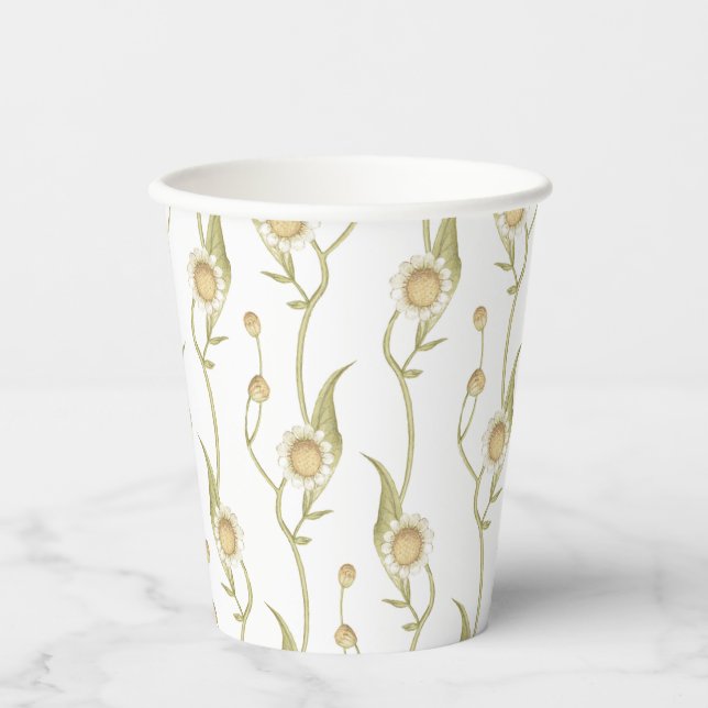 Wildflower Floral Boho Daisy Chain  Paper Cups (Front)