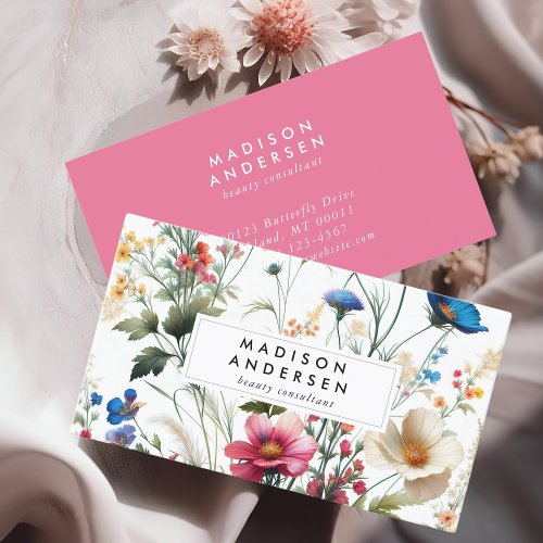 Wildflower Floral Botanical Modern Business Card