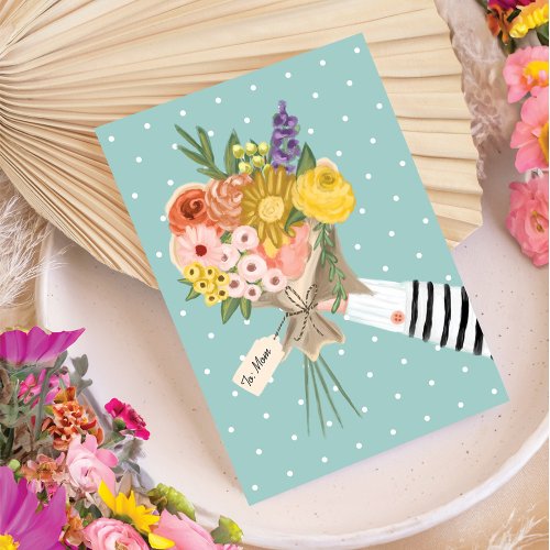 Wildflower Floral Bouquet Mothers Days Card