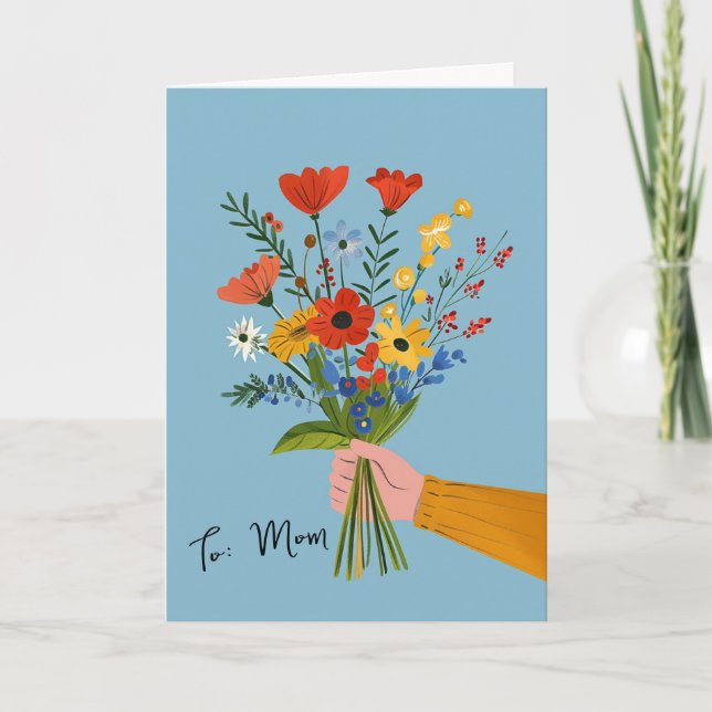 Wildflower Floral Bouquet Mother's Days Holiday Card (Front)