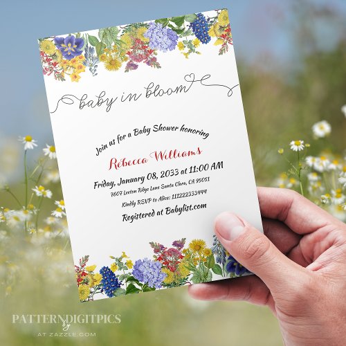 Wildflower Floral Boy Girl Baby in Bloom Shower Invitation