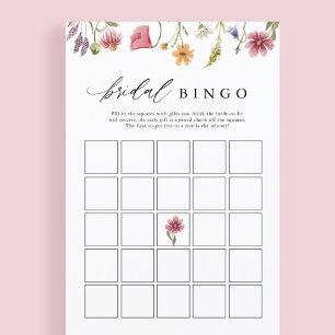 Wildflower Floral Bridal Shower Bingo Game Cards