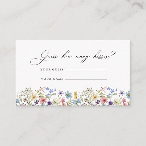 Wildflower Floral Bridal Shower  Guess Kisses  Enclosure Card