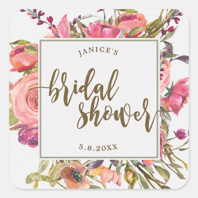 wildflower floral bridal shower sticker favors (Front)
