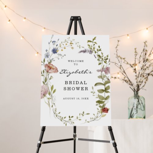 Wildflower  Floral Bridal Shower Welcome Foam Board