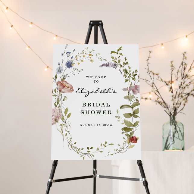 Wildflower | Floral Bridal Shower Welcome Foam Board (In Situ (Stand))