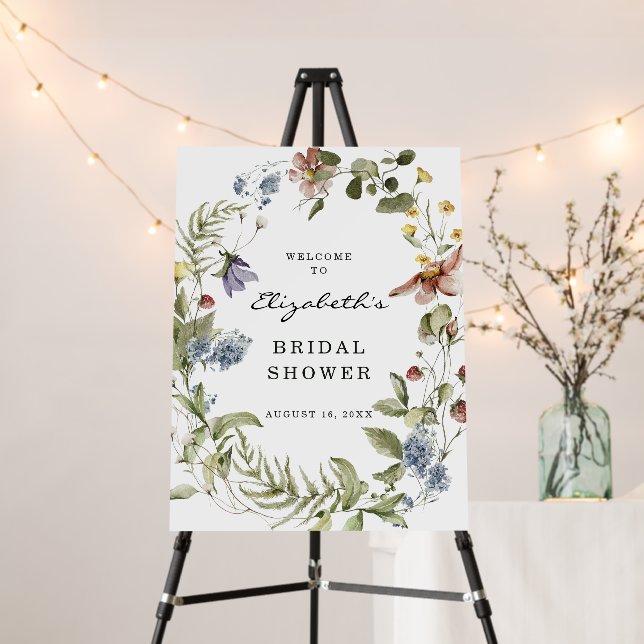 Wildflower | Floral Bridal Shower Welcome Foam Board (In Situ (Stand))
