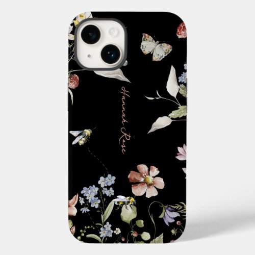 Wildflower Floral Bumble Bee  Monogram  Case_Mate iPhone 14 Case