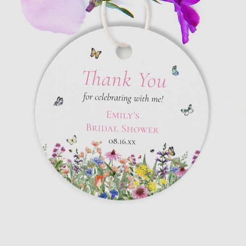 Wildflower Floral  Butterflies Thank You Favor Tags