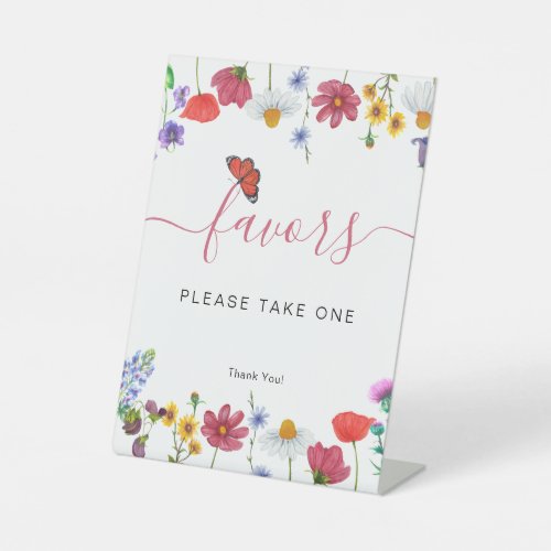 Wildflower Floral Butterfly Favors  Pedestal Sign
