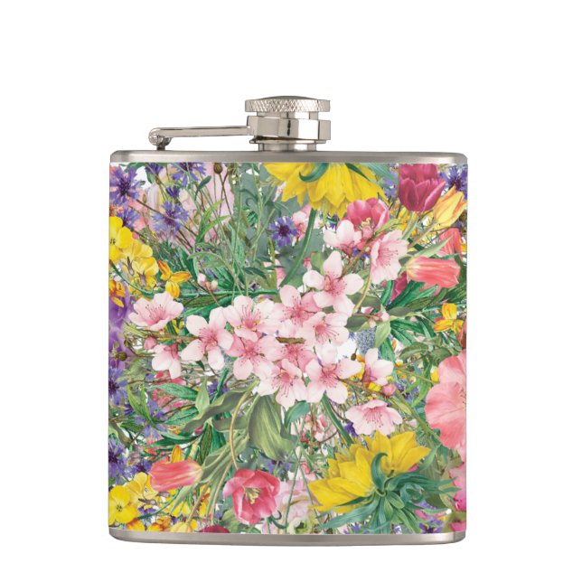 Wildflower Floral Design Nature Inspired Flask (Front)