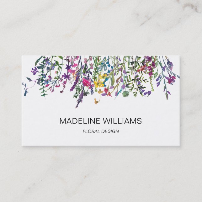 Wildflower Floral Design QR Code Business Card (Front)