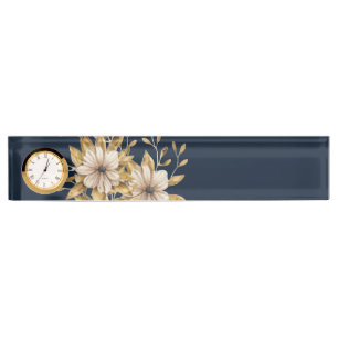 Wildflower, Floral Desk Nameplate in blue