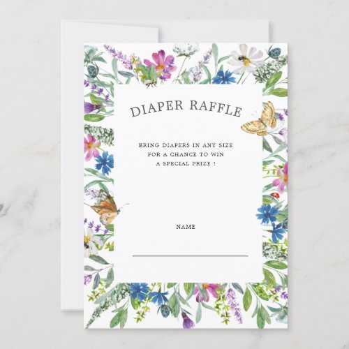 Wildflower Floral Diaper Raffle Ticket Invitation