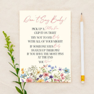 Wildflower Floral Don't Say Baby Shower Game