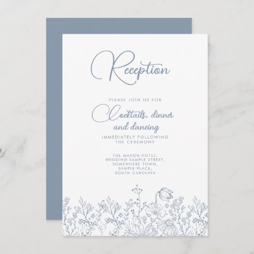 Wildflower Floral Elegant Dusty Wedding Reception Enclosure Card