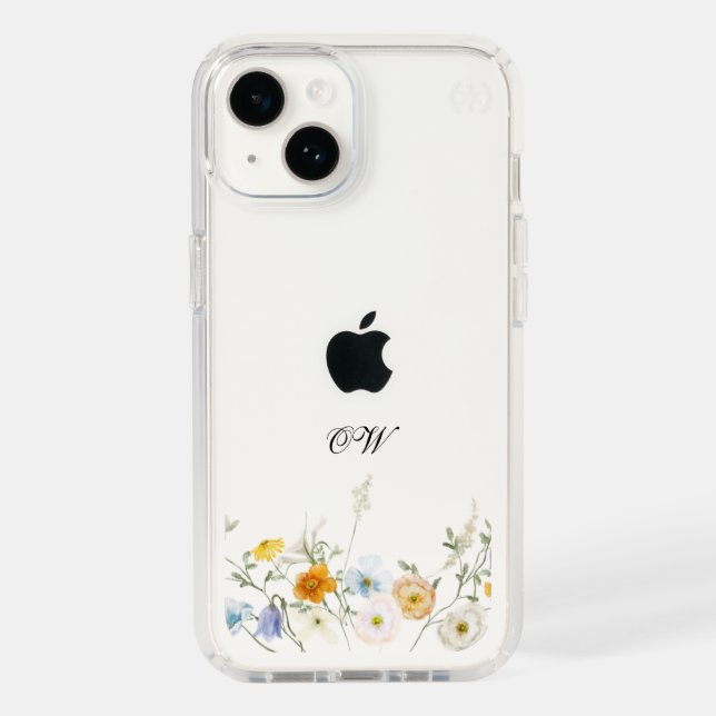 Wildflower Floral Elegant Initials Monogram Speck iPhone Case (Front)