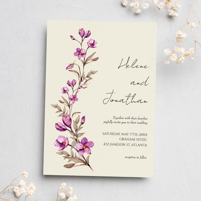 Wildflower Floral Elegant Pastel Boho Wedding Invitation (Creator Uploaded)