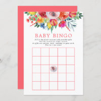 Wildflower Floral Flowers Baby Shower Bingo Game Invitation