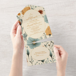 Wildflower Floral Frame Baby Shower  All In One Invitation