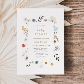 Wildflower Floral Frame Baby Shower Invitation