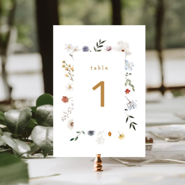 Wildflower Floral Frame Baby Shower Table Number (Creator Uploaded)