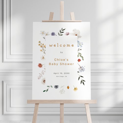 Wildflower Floral Frame Baby Shower Welcome Foam Board